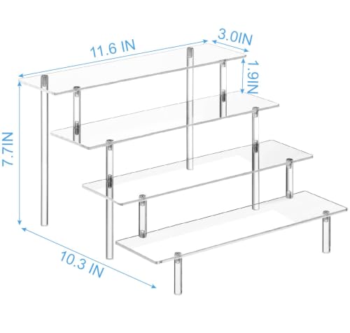 HENABLE 4-Tier Tall Clear Acrylic Display Risers for Perfume, Cosmetics & Collectibles