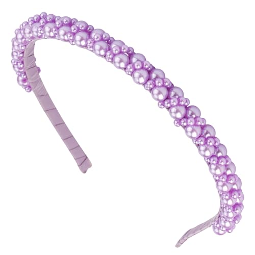 Hapdoo Purple Pearl Headband for Women and Girls - Beaded Hair Hoop