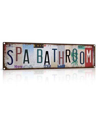 EUDOSI Vintage Metal Spa Sign - 15x4 Retro Bathroom Wall Art