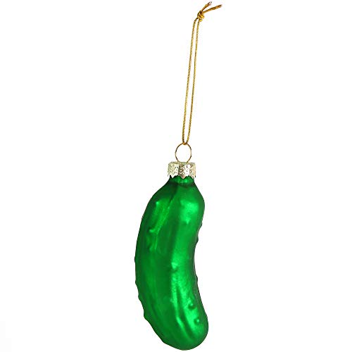 Christmas Pickle Glass Ornament - Traditional Holiday Tree Decor 3.5"