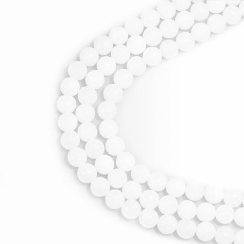 Natural White Jade Gemstone Round Loose Beads 10mm for DIY Jewelry Making