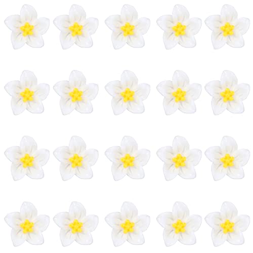 Wecoe Small White Flower Hair Clips - 20 Pcs Mini Lily Hair Accessories