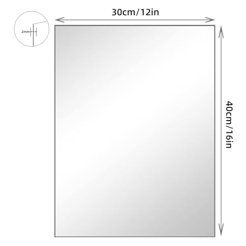 MSACC Flexible Acrylic Mirror Sheet, 12x16 Inch Self-Adhesive Wall Tile