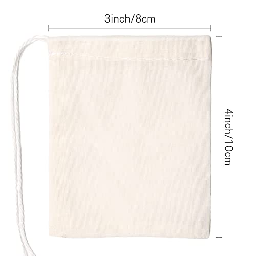 Limko Organic Cotton Muslin Bags - 3x4 Inch, 10 Pack