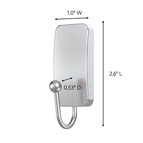 Command Satin Nickel Bath Hooks, 4 Pack - Damage-Free Organization