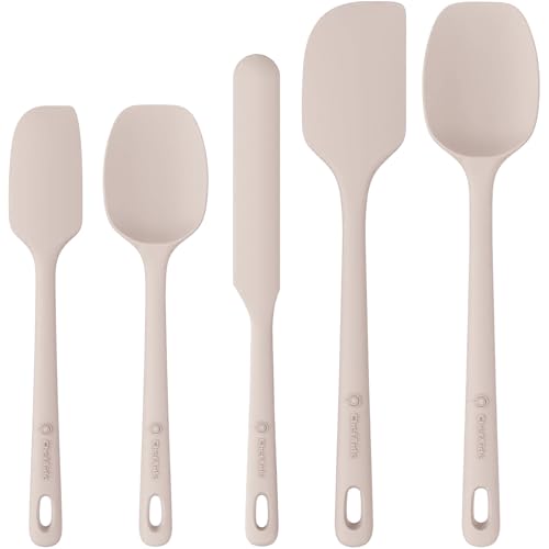 ChefAide 5-Piece Beige Silicone Spatula Set - Heat Resistant