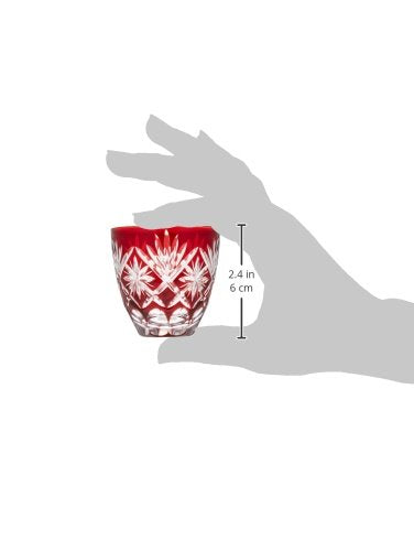 Tajima Glass TG98-203-1R Edo Kiriko Hoshiko, Gui Cup, 2.5 fl oz (75 ml), Red
