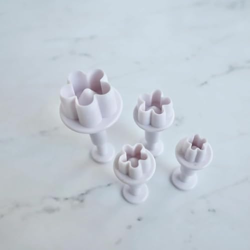 White Flower Plunger Cookie Cutter Set 4Pcs Fondant Mold