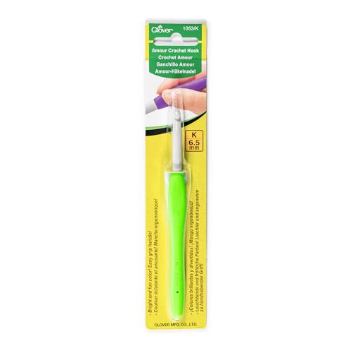 Clover Amour Crochet Hook 6.5mm (Size K) - Ergonomic Easy Grip Handle
