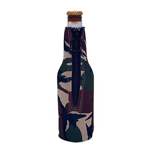 Blank Neoprene Beer Bottle Coolie - Green Camo, 1 Pack, Fits 12 oz Bottles