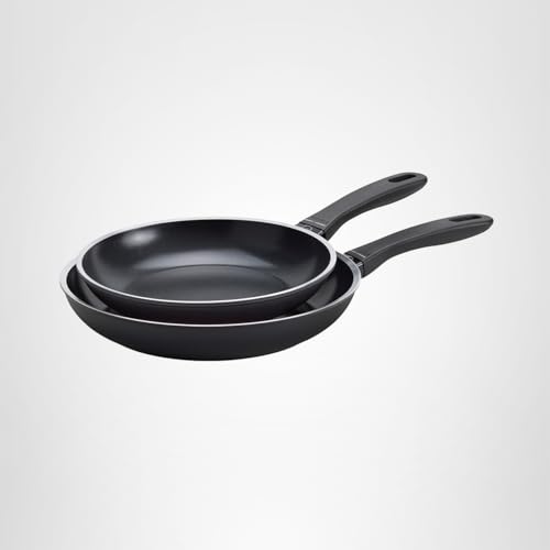 HENCKELS x EMERIL Lagasse Nola 2-pc Nonstick Frying Pan Set, 9.5-inch and 11-inch Frying Pan, Heavy-Gauge Aluminum for Fast, Even Heat Cooking, Made in Italy, Black