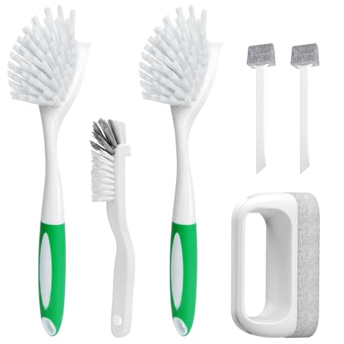 6-Pack Heavy Duty Dish Brush Set with Non-Scratch Bristles