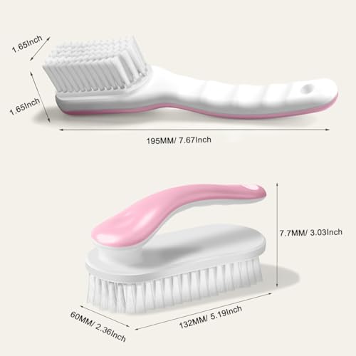 2-Pack Ergonomic Shoe Cleaning Brushes - Pink Set for Stains