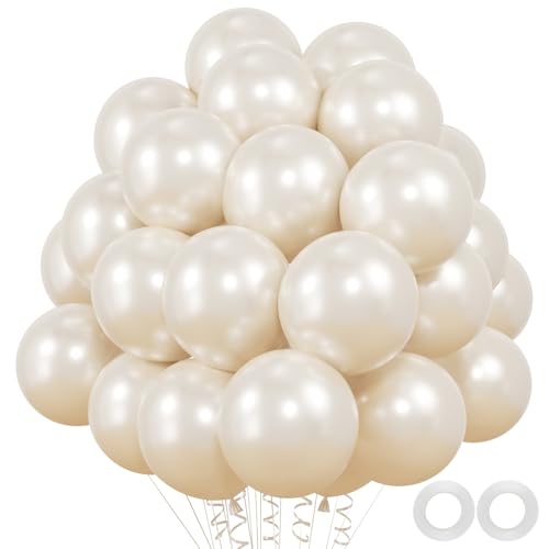 50pcs 12-Inch Double-Stuffed Pearl White Balloons for Party Decorations