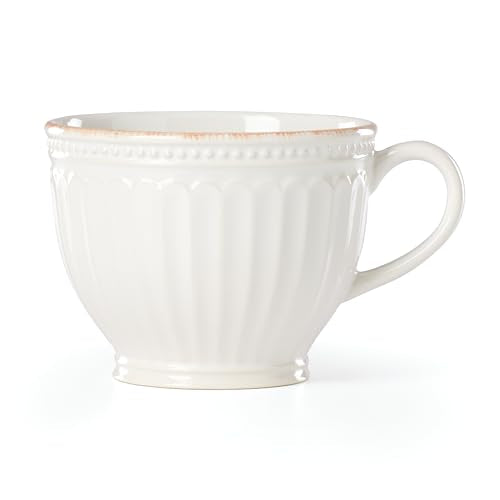 Lenox French Perle Groove 2-Piece Latte Mug Set, 2.30 LB, White
