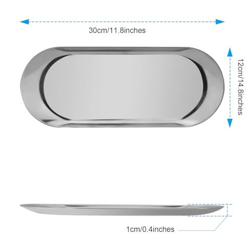12" x 4.8" Stainless Steel Decorative Tray for Jewelry & Cosmetics