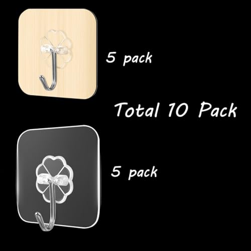 Heavy Duty Adhesive Hooks - Waterproof Wall Hangers, 10pcs