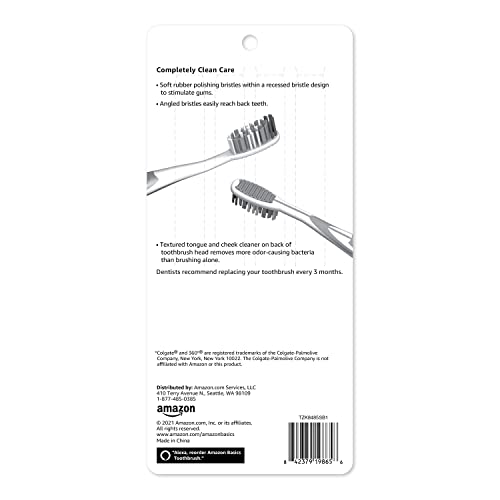 Amazon Basics Orbit Soft Toothbrushes, Full Size, 4-Count Pack