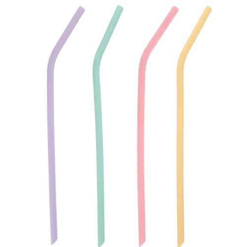 Reusable Silicone Bent Drinking Straws - 11.8 Inch for Large Tumblers, Set of 4