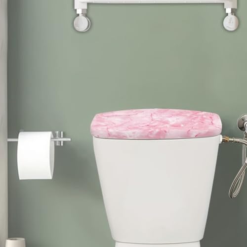Pink Marble Print Toilet Tank Lid Cover - Stretchy Universal Protector