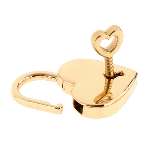 Warmtree Heart Shaped Gold Padlocks with Keys - 2 Piece Set for Diaries
