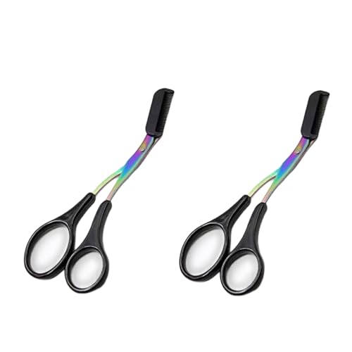 2-Piece Stainless Steel Eyebrow Grooming Scissors with Built-In Comb