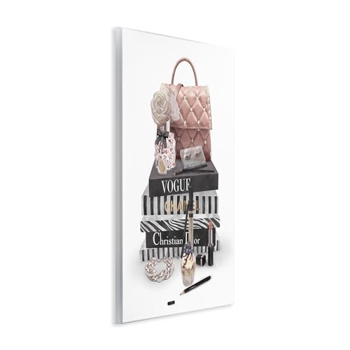Stupell Industries Fashion Bookstack Purse Perfume Pink Glam Design