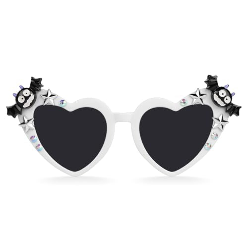 Gothic Heart Shaped Halloween Sunglasses - Bat Wing Pumpkin Design