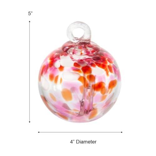 Dale Tiffany Hand Blown Glass, 4" Diameter Blush, Tree of Life Collection, Witch Globe Hanging Garden Indoor/Outdoor Decorative Ornament Gazing Ball