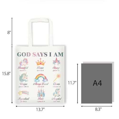 Unicon Christian Canvas Tote Bag Inspirational Religious Gift for Girls