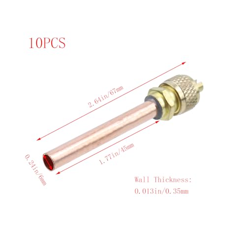 Dnyta 10 Pcs 1/4" Access Valve Set - 2.64" Length, Brass for HVAC