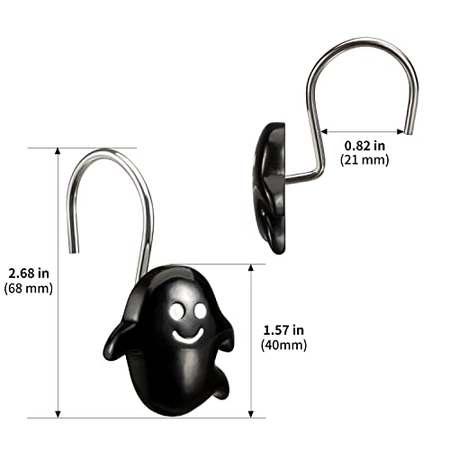 CHICTIE Halloween Ghost Shower Curtain Hooks - Set of 12 Rust-Resistant Rings