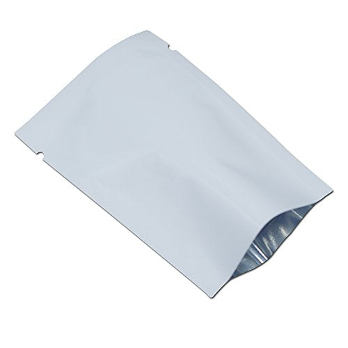 200 Pcs White Metallic Mylar Foil Bags 2.4x3.5 Inch Heat Sealable Pouch