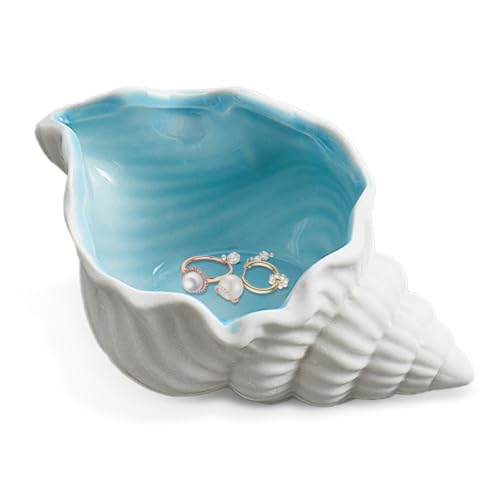 Ocean Ceramic Jewelry Tray - Aqua Shell Trinket Dish (Style A)