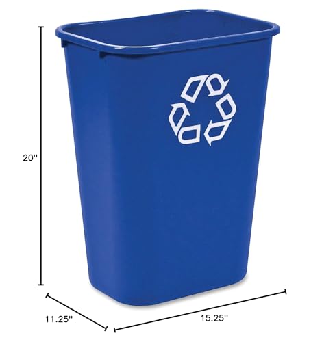 Rubbermaid 10.25 Gallon Blue Recycling Can - Pack of 12