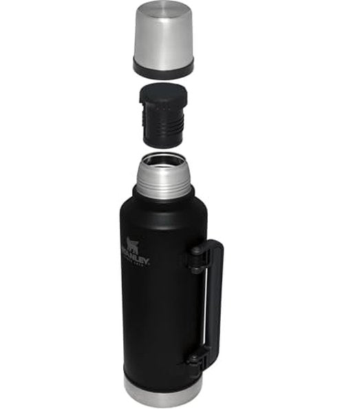 Stanley Classic Legendary Vacuum Bottle 2.0 qt | Wide Mouth with Leakproof Cup Lid | Keep Drinks Hot or Cold | Packable for Travel | Insulated Stainless Steel Thermal Bottle | BPA-Free | Black 2.0