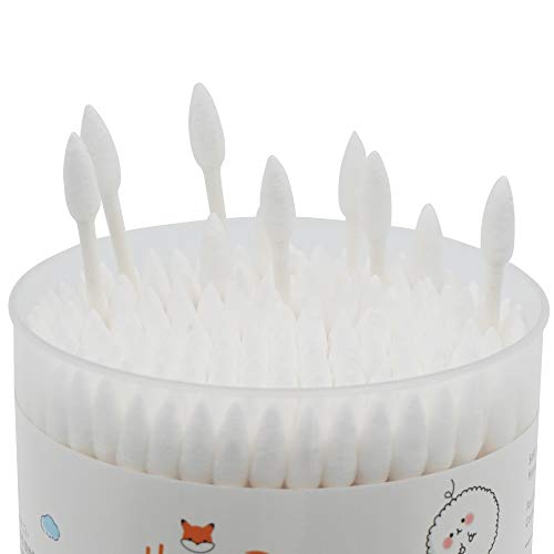 HOMEFOX Organic Cotton Swabs Precision Pointed - 200 Count Pointy & Round