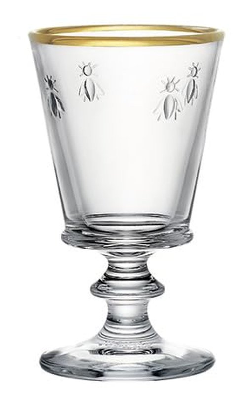 La Rochere Gold Rimmed Napoleon Bee Stemmed Wine Glass Set of 4 – Vintage Wine Glasses – Gold Rimmed Glassware (9 oz)