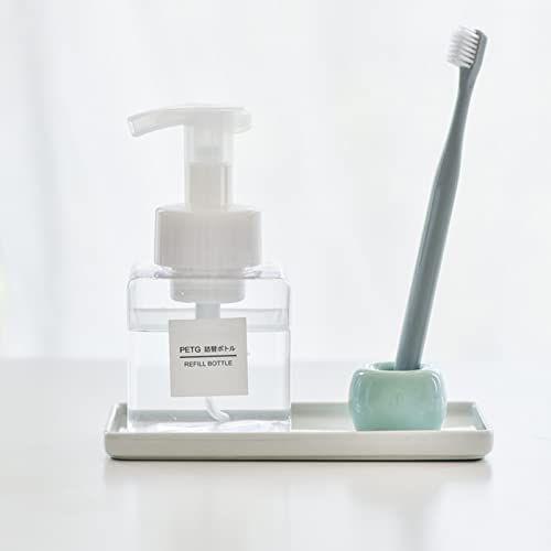 Ceramic Toothbrush Holder Tray for Bathroom & Makeup Storage