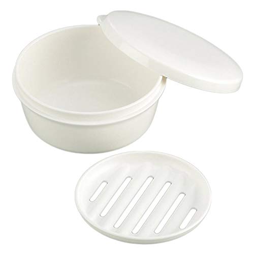 LENITH Portable Travel Soap Case - Round White Waterproof Soap Holder Box