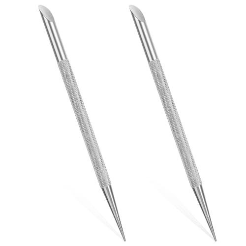 Qianyu Stainless Steel Cuticle Pusher and Nail Cleaner 2Pcs