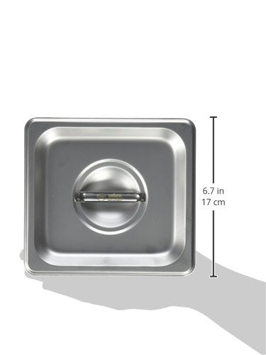 Winco Medium Stainless Steel Solid Cover for Commercial Kitchen Prep