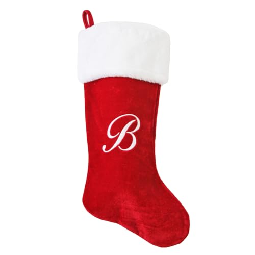 20 Inch Red Letter Christmas Stockings - Plush Holiday Decor - Variation B