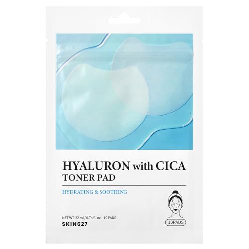 SKIN627 Hyaluron with Cica Toner Pads - 30 Pre-Soaked Korean Facial Sheets for Deep Hydration and Soothing Care