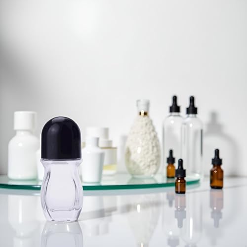 30ml Clear Glass Roller Bottles with Black Lid - Leak-Proof Essential Oil & Perfume Containers