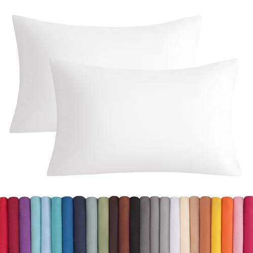 BEDSUM Standard Microfiber Pillowcases - Set of 2, 20x26, White