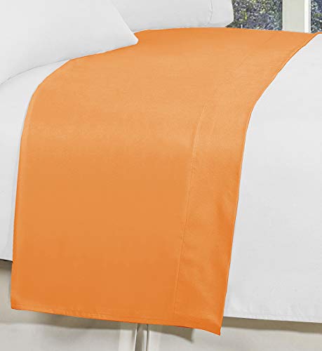 Elegant Comfort Microfiber Flat Sheet - Queen Size, Wrinkle-Free, Orange