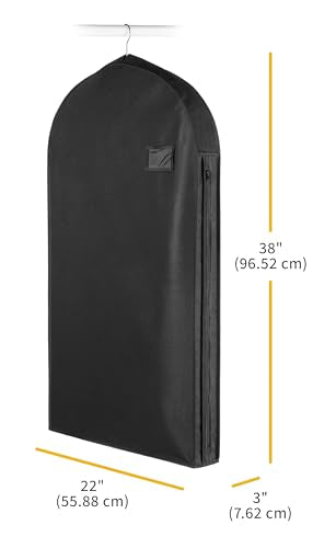 Whitmor Deluxe 38" Black Suit Garment Bag with 3" Gusset