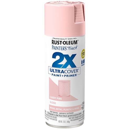 Rust-Oleum Painter's Touch 2X Ultra Cover Spray Paint, Gloss Candy Pink, 12oz