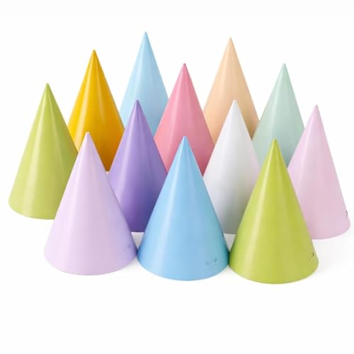 Pre-Assembled Pastel Party Hats for Adults - Birthday Celebration
